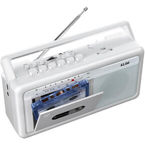 Klim Portable Cassette Player Boombox ، Radio AM/FM ، مسجل مشغل شريط كاسيت بلوتوث ، USB ، مكبر صوت ، مقبس سماعة الأذن ، تشغيل البطارية ، مسجل شريط محمول مدعوم AC