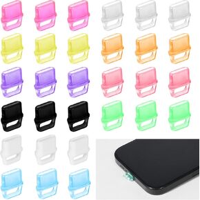 30 Pcs USB C Dust Plug, Colorful USB C Dust Plug Charm Charging Port Anti-Dust Cover Plastic Plugs Protector Cap with Hanging Hole Compatible with All Type-C Devices Laptops Tablets Smart Phones