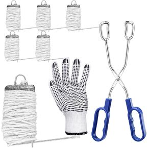 8 Pcs Crabbing Equipment Kit Include 6 Pcs 30 ft Crabbing Throw Line, 1 Tong and 1 One Size Fits All Glove Equipment Combo