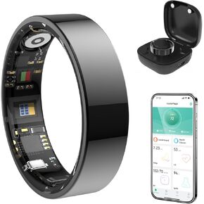 Black 13# Smart Ring Health Tracker ، حلقة صحية للاتصال بلوتوث للنساء ، حلقة اللياقة البدنية IP68 مع التحكم في الإيماءات ، يتتبع معدل ضربات القلب/ضغط الدم/SPO2/النوم in Kuwait