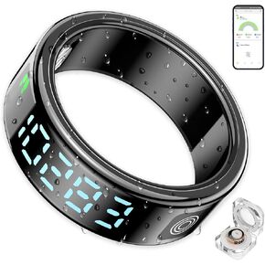 Smart Ring Health Tracker with Display for Women Men - German Chip,Ultra Light,Ultrathin,Free Charging case,iOS/Android/Fitness/Heart Rate/SpO2/Sleep/Step/Pressure