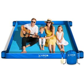 KPCB Tech Beach بطانية مقاومة للرمال مع السياج ، حصيرة شاطئية برهان 10 '× 9 بوص