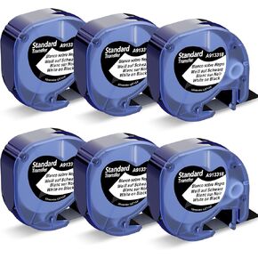 شريط Labelife Label Respion for Dymo Letratag Label Maker تعبئة 91330 10697 أسود على إعادة ملء الورق الأبيض لعلامة Dymo Letra LT 100H LT-100T 200B QX50 ، 12 مم × 4M 1/2 '× 13' ، 6 حزم