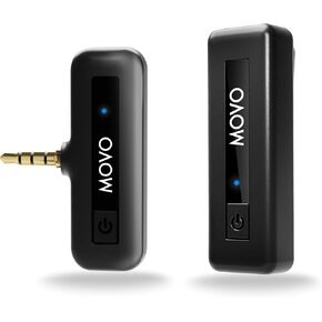 Movo Mini-Duo Wireless Microphones for Cameras, DSLR Lavalier Microphone - Lapel Mic for Sony, Canon, and Nikon Cameras 2.4Ghz Transmitter with 164FT Range, 10-Hr Battery Life in Kuwait