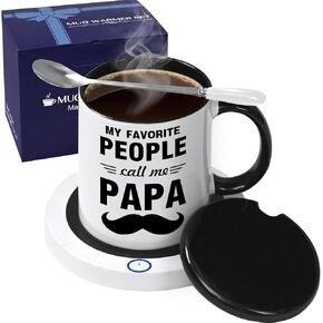2025 Best Fathers Day Papa Gifts, Fathers Day Mug & Coffee Mug Warmer Gift Set, Dad Gifts for Fathers Day, Auto Shut Off, Coffee Gifts, First Fathers Gift for Papa, Dad from Daughter Wife