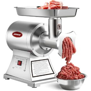 Electric Commercial Meat Grinder #12C,Sausage Stuffer, Heavy Duty 1100W 1HP Stainless Steel Electric Food Grinders Machine for Home Kitchen Regular Use