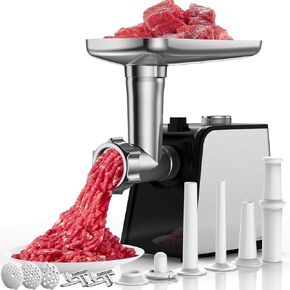 Electric Meat Grinder & Sausage Stuffer - Heavy Duty Mincer Machine with 2 Blade And 3 Plates, 3 Tubes & Kubbe Kit for Home