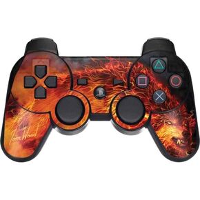 Skinit Decal Gaming Skin Compatible with PS3 Dual Shock Wireless Controller - Officially Licensed Tate and Co. Fire Stalker Wolf Design