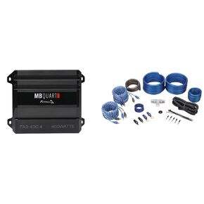 MB QUART FA2-400.4 400 Watt 4-Channel Car Stereo Amplifier Class Q1 Amp Bundle with Rockville RWK42 Car Amp Wiring Installation Wire Kit (2) RCA's