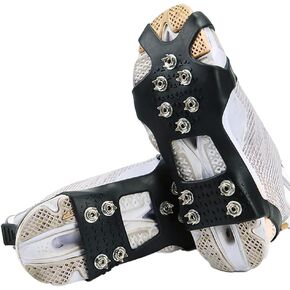 CRAMPONS for Shoes and Boots ICE Cleats 10 Manganese STEELS ANTSLIP ICE Traction Perfect for Walking Hiking Climbing ICE Fishing BLACE Size L