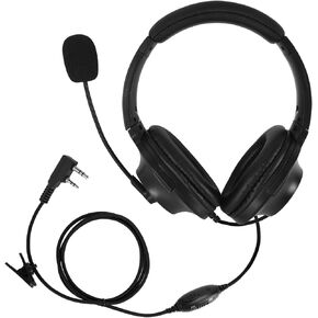 Overhead Walkie Talkie Headset with Boom Mic Noise Reduction 2 Pin Ear Piece Over-The-Ear Noise Cancelling Two Way Radio Over Ear Earmuffs Ear Muffs for Kenwood Retivis Baofeng