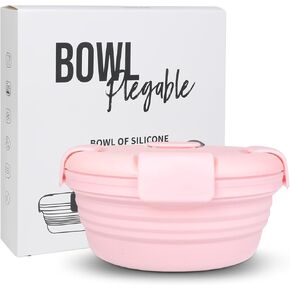 Portable Silicone Collapsible Bowl - Carnation - 33.8OZ/1000ML - Microwave & Dishwasher Safe - Travel & Hiking Friendly - BPA-Free - Ideal for Camping & Lunch on the Go