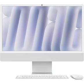 Apple iMac 24" with Retina 4.5K Display, M4 Chip with 10-Core CPU and 10-Core GPU, Late 2024 - Silver, Gigabit Ethernet, Standard Display, Magic Keyboard with Touch ID, 32GB, 1TB SSD