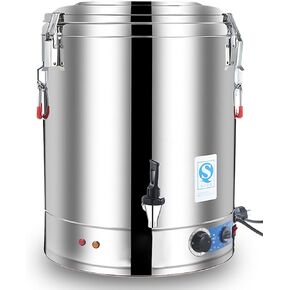 Commercial Hot Water Boiler Dispenser, 40L Large Capacity Catering Urn, Stainless Steel, Adjustable Temperature Control 30-110°C for Cafe, Office, Home
