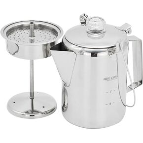 1.2L Outdoor 9 Cup Stainless Steel Percolator Coffee Pot Coffee Maker for Camping Home Kitchen
