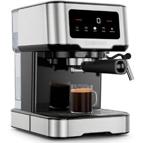Chefman CraftBrew Espresso Machine, 15-Bar Pump Digital Espresso Maker w/Steam Wand for Latte & Cappuccino, Compact Espresso Coffee Machine w/ 1.5L Removable Water Reservoir - Stainless Steel