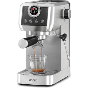 wirsh Espresso Machine,20 Bar Semi-Automatic Espresso Maker with Pressure Gauge, Steam Wand, Stainless Steel Expresso Coffee Machine for Espresso/Latte/Cappuccino, Touch Screen,Home Barista Plus