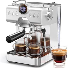 20 Bar Espresso Machine with Cold Brew, Professional Expresso Machines for home, Stainless Steel Espresso Maker with Milk Frother, Auto Sleep Mode, 1.5L Removable Water Tank, for Latte, Cappuccino