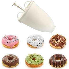SIAM'S DIY Donut Maker Plastic Doughnut Dispenser Easy Baking Tool One Hand Mini Donut Mold Machine for Home Kitchen Pancakes Waffles ABS Material Non-Stick Easy to Clean Durable Compact White