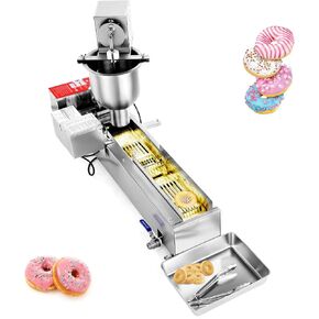 VEVOR Commercial Automatic Donuts Machine, Single Row Donuts Making Equipment, 90 pcs/hour Electric High Power Doughnut Maker, Stainless Steel Frying Auto Fryer, with 3 Size Molds, Auto Counting