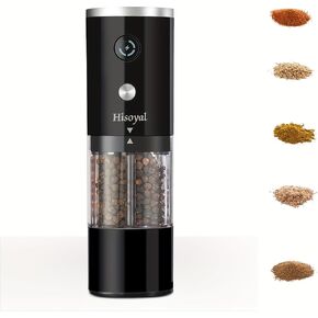 Electric Grinder, Pepper Sea Salt Coffee Fully Automatic Grinder, Adjustable Particle Size, USB Charging(2Pcs)
