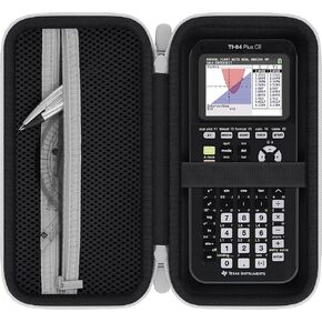 حالة الحاسبة المتوافقة مع Texas Instruments Ti-84 Plus CE/TI-84 Plus/Ti-Nspire CX II CAS/TI-NSPIRE CX II/TI-83 Plus/Ti-89 Titanium Color Calculator (حالة أسود ، سحاب أبيض)