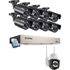 Zosi 3k 8pcs 1080p 1920tvl نظام كاميرا أمان مراقبة مع كاميرا أمان 1 تيرابايت و 2 كيل