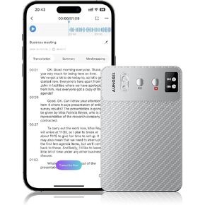 AI Voice Recorder, Transcribe & Summarize AI Audio Recorder, Support 121 Languages, 64GB Memory, Wireless Charging, App/Web Control, Digital Recording Device for Lectures, Meetings, Calls, White