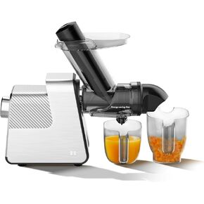 Masticating Juicer Machines, 3.5" Large Feed Chute Cold Press Juicer Fit Whole Fruits Vegetables with Quiet Motor | 5 Speed Modes | Easy to Clean with Brush | BPA Free