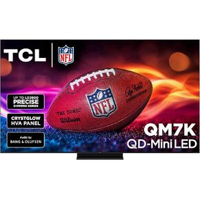 TCL 75 بوصة فئة QM7K Series QD-Mini LED 4K UHD Google TV Smart Best Premium Mini Mini-QLED ، 144Hz ، 288Hz MAMING ، شاشة مضادة للانعكاس ، صوت BANG & OLUFSEN ، ATMOS (75QM7K ، 2025 MODEL)