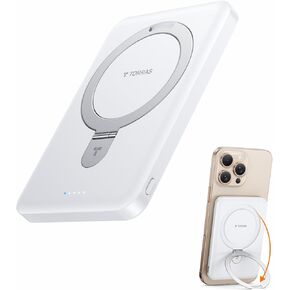 TORRAS 0.45" Slim Magnetic Portable Charger Power Bank for iPhone 5000 mAh 22.5W PD Fast Charging Wireless Battery Pack O Stand Compatible with Magsafe, i Phone 16 Pro Max, Pro,15,14,13,12, Rose Gold