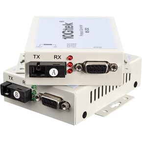 Serial RS232 to Fiber Optic Media Converter, Serial Communication Data Converter Device Server, SM Bidi SC 1310nm 20km, Daisy-Chain or Redundant-Ring FO