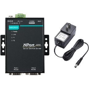Moxa NPort 5210A with Adapter - 2-Port RS-232 Device Server, 0 to 60°C Operating Temperature