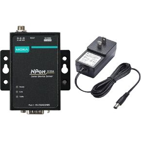 Moxa NPort 5150A/US - 1 Port Device Server, 10/100M Ethernet, RS-232/422/485, DB9 Male (Adapter Included)