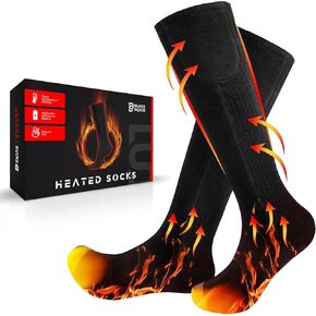 Rechargeable Heated Socks for Men Women - Washable Electric Thermal Warming for Hunting Winter Skiing Outdoors - Battery Included