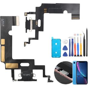 Dock Connector for iPhone XR Charging Port Flex Cable Replacement for iPhone XR 1984, A2105, A2106, A2108 USB Charger Dock Board Connector with Tools(Black)