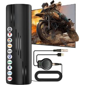 360 درجة استقبال 2200+ ميل الهوائي تلفزيون مع مضخم داعم للإشارة ، يدعم 8K 4K 2K 1080P ، كابل Coax 39ft ، هوائي تلفزيون محمول للتلفزيون الذكي وأجهزة التلفزيون القديمة للقنوات المحلية