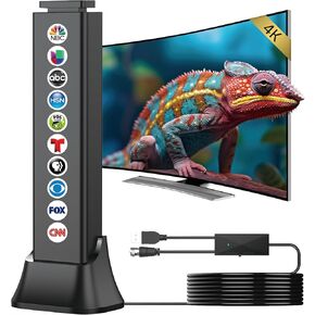 2025 TV Antenna Indoor,Digital Antenna 1900+ Miles Range,Antennas for Smart TV with 360° Reception Amplifier Signal Booster,HD Antennas for Local Channels Support 8K 4K 1080p-25ft Thick Coax Cable