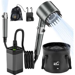 Portable Shower for Camping - 6000mAh Rechargeable Camping Shower, IPX7 Waterproof Shower Pump, Electric Filter Sprayer Head for Outdoor, Pet Bath, RV, Hiking, Travel,Beach