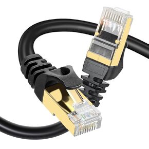Cat8 Ethernet Cable Compatible with Cat7, 10 FT 40Gbps 2000Mhz S/FTP Shielded, Heavy Duty LAN Cord with Gold Plated RJ45 Connector for Gaming/Modem/Router
