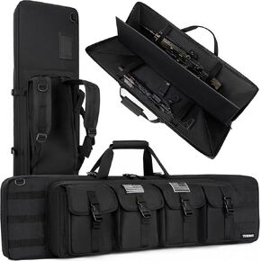 TORIBIO Double Rifle Case Soft Bag 34" 36" 42" 46" 48'' 51“ 55" Gun Case Tactical for Rifle Pistol Firearm Storage, Transportation and Hunting Shooting Range, Rifle Backpack