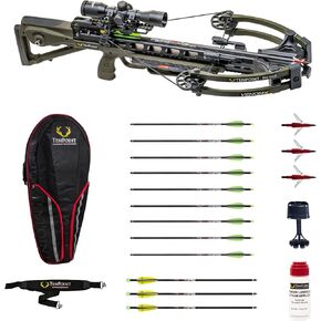 TenPoint Venom X Bundle - Includes 9 Pro Elite 400 Non-Lighted + 3 Pro Elite 400 Lighted Arrows, 3 EVO-X CenterPunch Broadheads, Narrow Soft Case, Neoprene Sling & Premium Lubricant