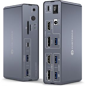 KVM Docking Station 4K60Hz HDMI & 4K120Hz DP KVM Switch 2 Monitors 2 Computers for Laptop and Desktop 10Gbps USBC+USBA 3.2 Date 5Gbps USB3.0 Date and SD/microSD Card Slots