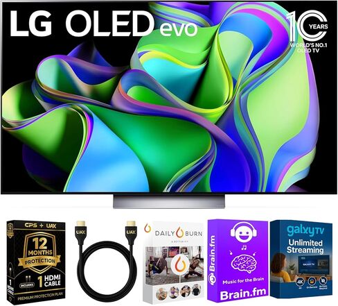 LG 65 بوصة OLED C3 HDR 4K حزمة تلفزيون OLED SMART - 120 هرتز معدل تحديث + UAX 4K HDMI 2.0 CABLE + CPS 24 شهرا حماية وتدفق مع أليكسا in Kuwait