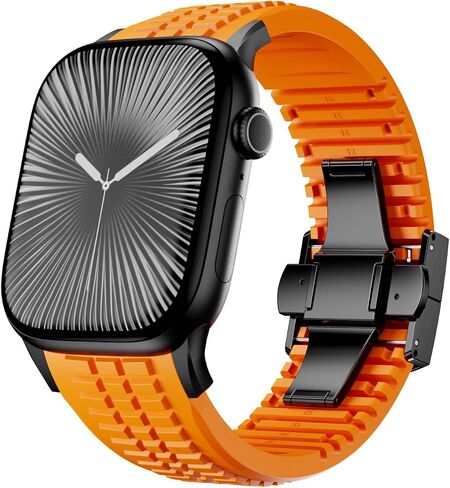 Modern Silicone Watch Band Compatible with iWatch Ultra 2 / Ultra/Series 10 9 8 7 (44mm 45mm 46mm 49mm), Sport Strap with Folding buckle, Rugged Heavy Duty Modern Design for Men in Kuwait
