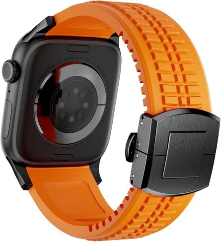 Modern Silicone Watch Band Compatible with iWatch Ultra 2 / Ultra/Series 10 9 8 7 (44mm 45mm 46mm 49mm), Sport Strap with Folding buckle, Rugged Heavy Duty Modern Design for Men in Kuwait