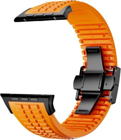 Modern Silicone Watch Band Compatible with iWatch Ultra 2 / Ultra/Series 10 9 8 7 (44mm 45mm 46mm 49mm), Sport Strap with Folding buckle, Rugged Heavy Duty Modern Design for Men in Kuwait