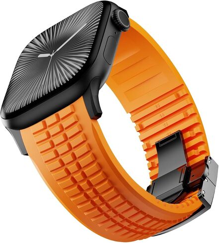 Modern Silicone Watch Band Compatible with iWatch Ultra 2 / Ultra/Series 10 9 8 7 (44mm 45mm 46mm 49mm), Sport Strap with Folding buckle, Rugged Heavy Duty Modern Design for Men in Kuwait