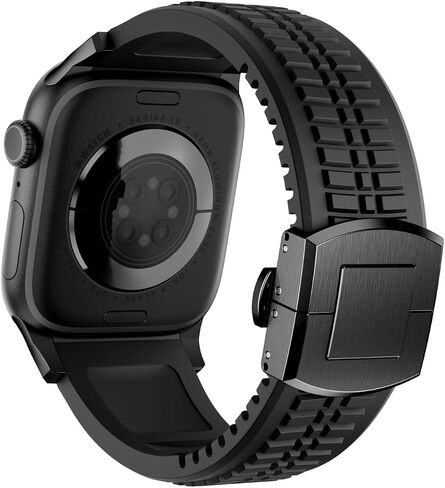 فرقة مشاهدة السيليكون الحديثة متوافقة مع IWatch Ultra 2 / Ultra / Series 10 9 8 7 (44 مم 45 مم 46 مم 49 مم) ، حزام رياضي مع مشبك قابل للطي ، تصميم عظمى شاقته الحديثة للرجال in Kuwait