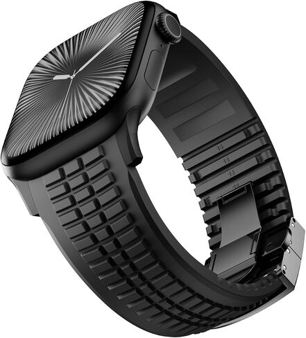 فرقة مشاهدة السيليكون الحديثة متوافقة مع IWatch Ultra 2 / Ultra / Series 10 9 8 7 (44 مم 45 مم 46 مم 49 مم) ، حزام رياضي مع مشبك قابل للطي ، تصميم عظمى شاقته الحديثة للرجال in Kuwait